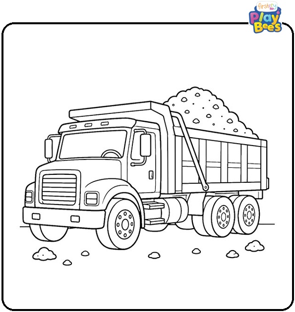 Dump Truck Hauling Dirt Coloring Page