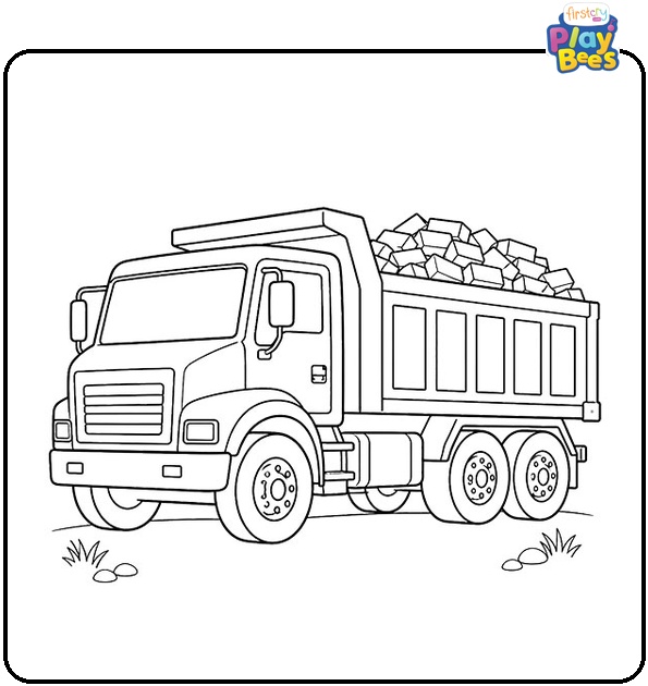 Dump Truck with Bricks Coloring Page