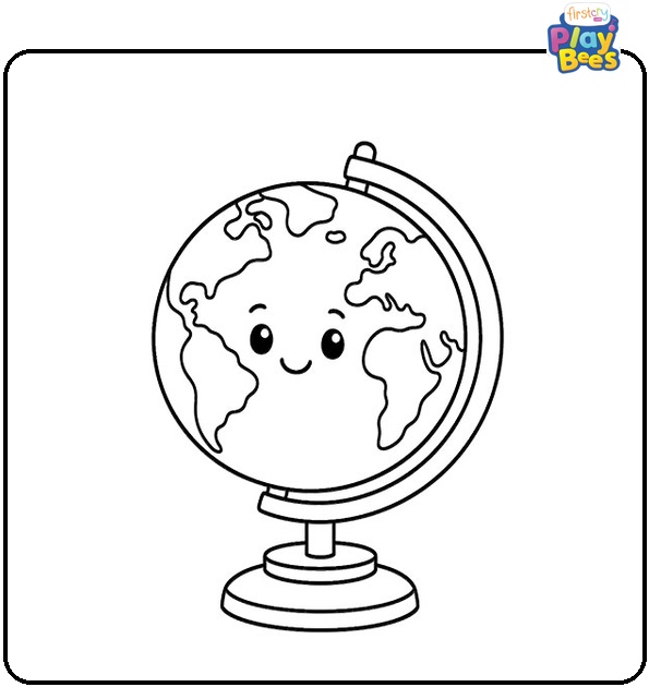 Earth Globe Stand Coloring Page Earth Globe Stand Coloring Page