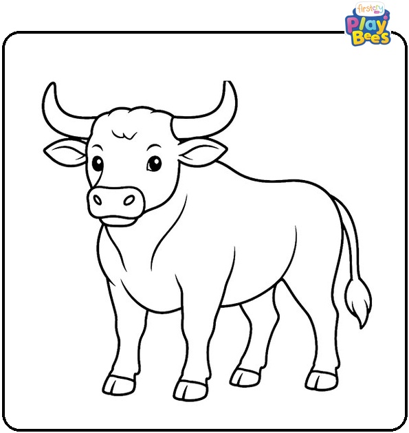 Easy Bull Coloring Page