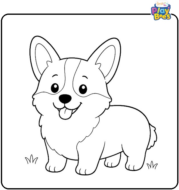 Easy Corgi Coloring Page