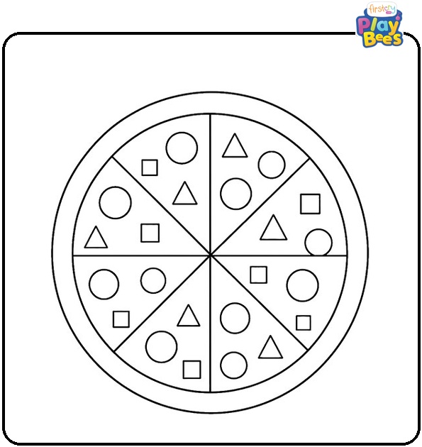 Easy Geometric Pizza Coloring Page