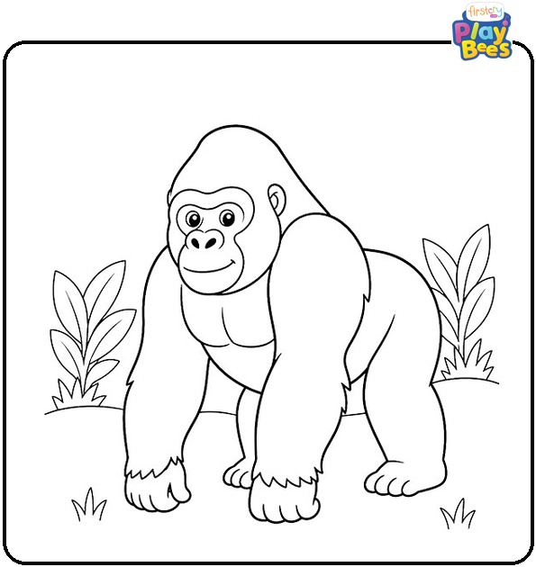 Easy Gorilla Coloring Page