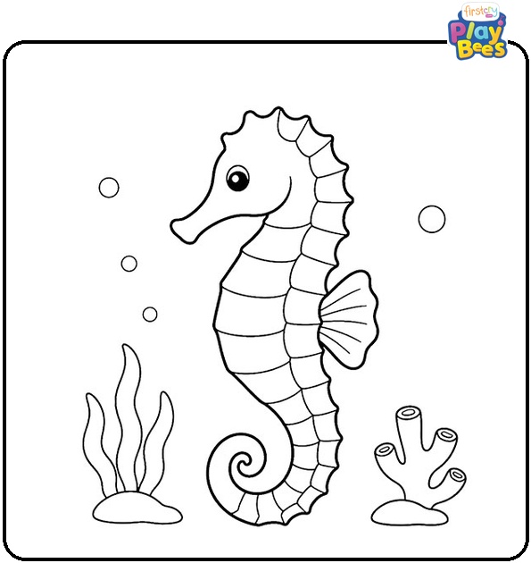 Easy Seahorse Coloring Page