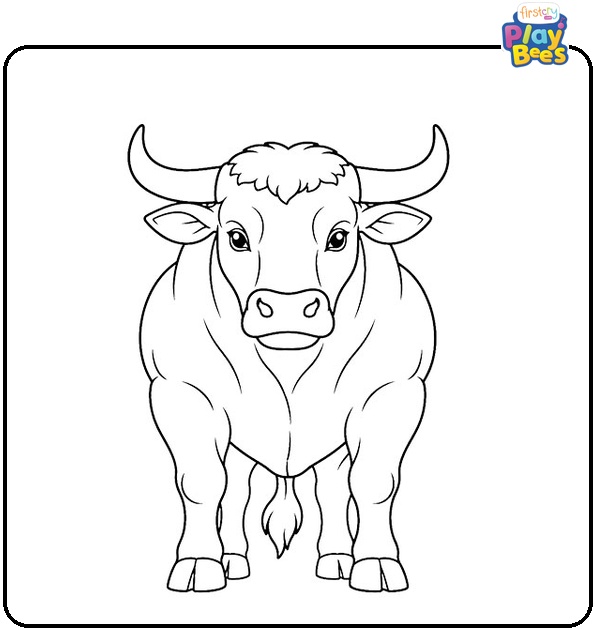 Front View of Big Bull Coloring Page