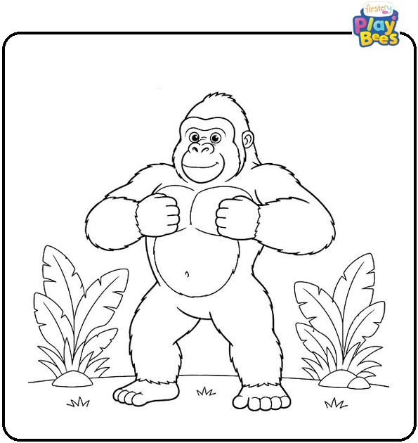 Gorilla Beating Chest Coloring Page