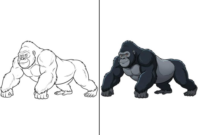 Gorilla Coloring Pages – Free Printable Worksheets & Pictures