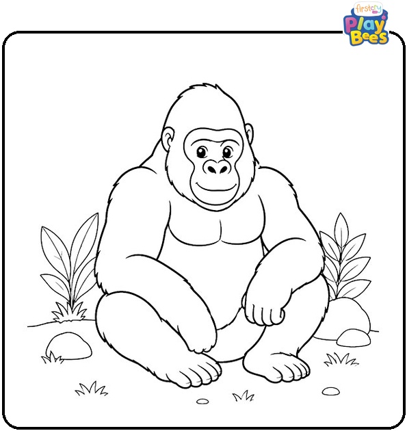 Gorilla Sitting Coloring Page