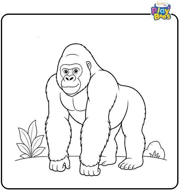 Gorilla Standing Coloring Page