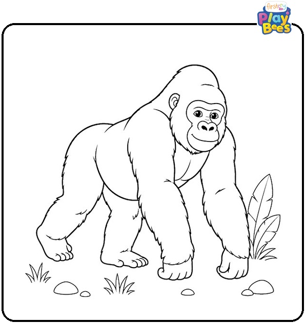 Gorilla Walking Coloring Page