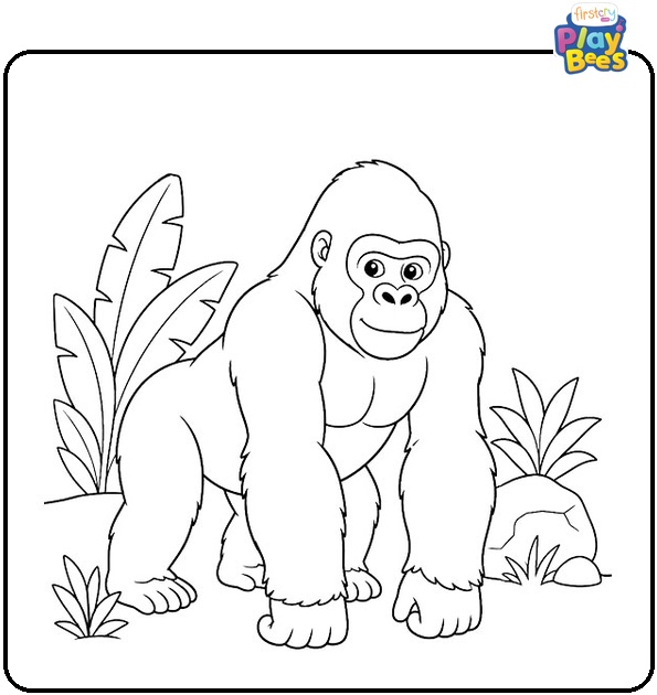Gorilla in Jungle Coloring Page