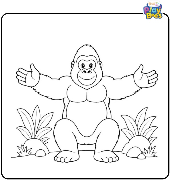 Gorilla with Arms Spread Coloring Page