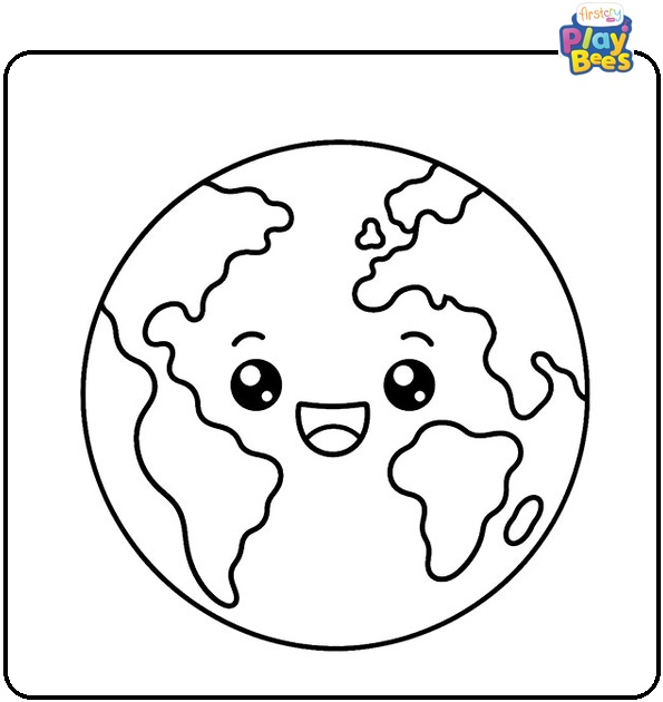 Happy Earth Coloring Page Happy Earth Coloring Page