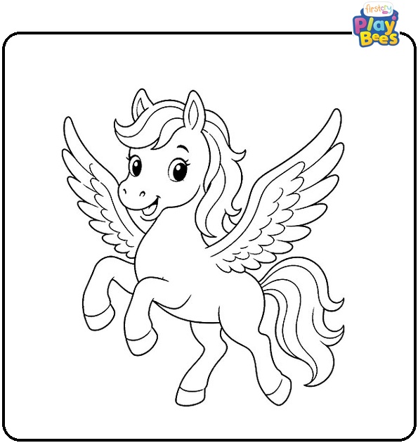 Happy Pegasus Coloring Page Happy Pegasus Coloring Page