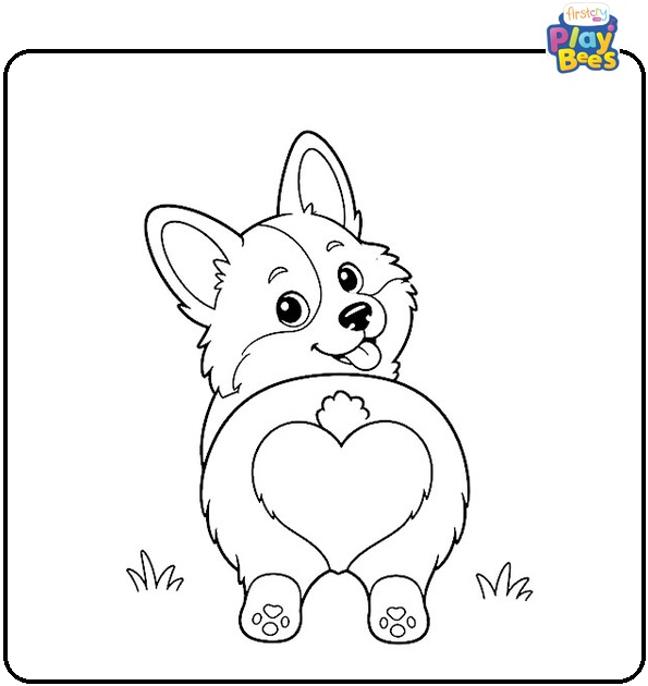 Heart Butt Corgi Coloring Page