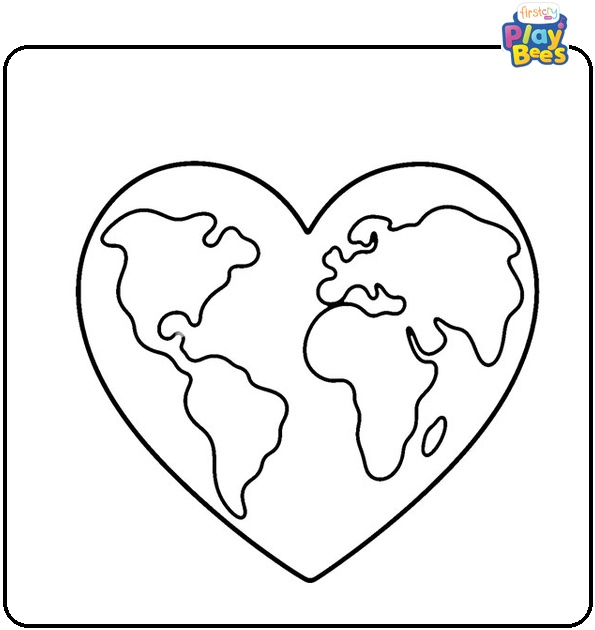 Heart Shape Earth Coloring Pages Heart Shape Earth Coloring Pages