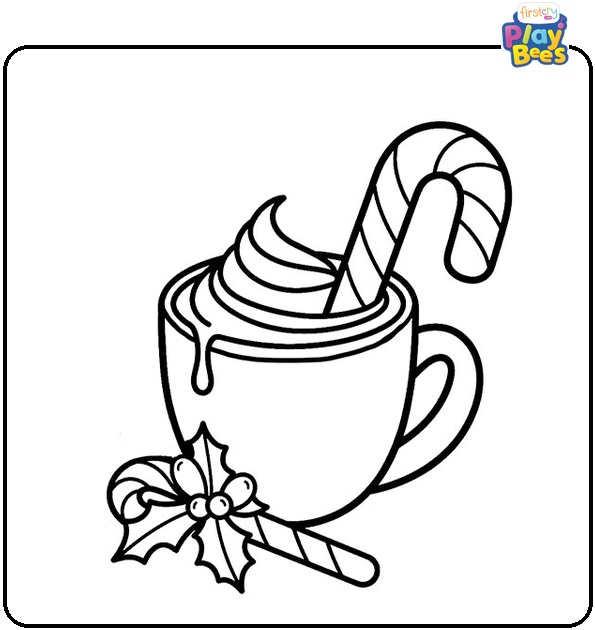 Hot Chocolate And Candy Canes Coloring Page Hot Chocolate And Candy Canes Coloring Page