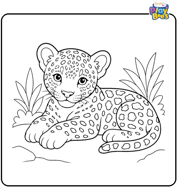 Jaguar Cub Resting Coloring Page