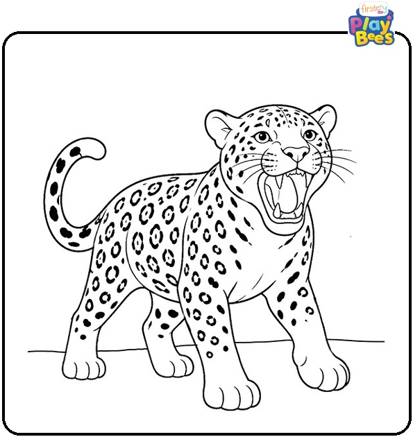 Jaguar Roaring Coloring Page
