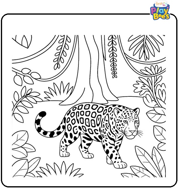 Jaguar in Jungle Coloring Page