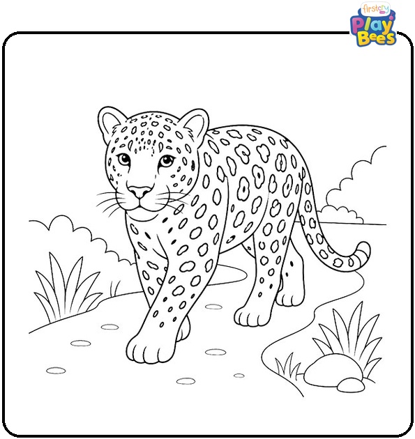 Jaguar on Path Coloring Page