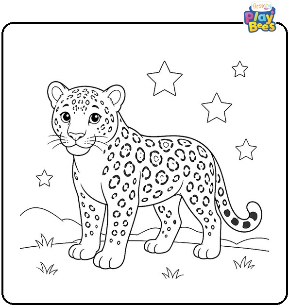 Jaguar with Stars Coloring Page