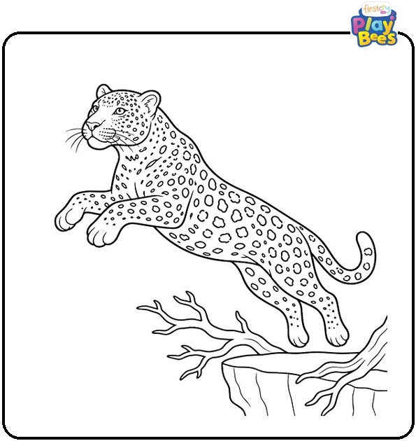 Jumping Leopard Coloring Page Jumping Leopard Coloring Page