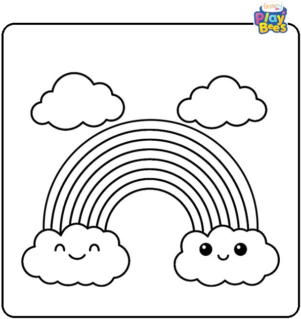 Kawaii Rainbow Coloring Page