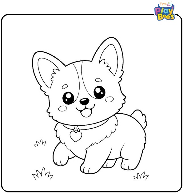 Kawaii Corgi Coloring Page