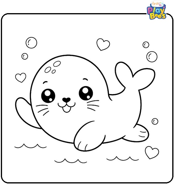 Kawaii Seal Coloring Page
