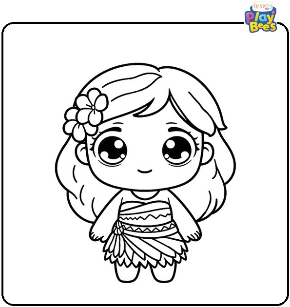 Kawaii Themed Baby Moana Colouring Page Kawaii Themed Baby Moana Colouring Page