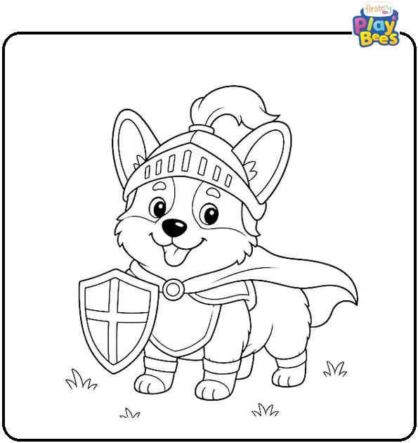 Knight Corgi Coloring Page