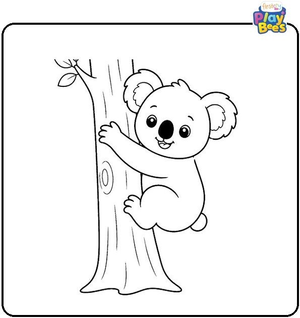 Koala Climbing Tree Coloring Page Koala Climbing Tree Coloring Page