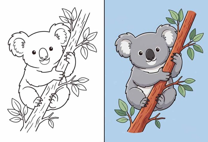 Koala Coloring Pages – Free Printable Worksheets & Pictures