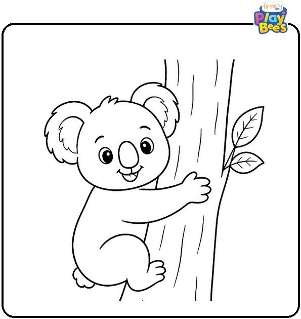 Koala Hugging Tree Coloring Page Koala Hugging Tree Coloring Page