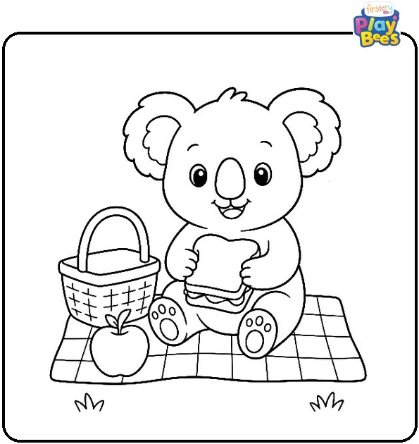Koala Picnic Coloring Page Koala Picnic Coloring Page