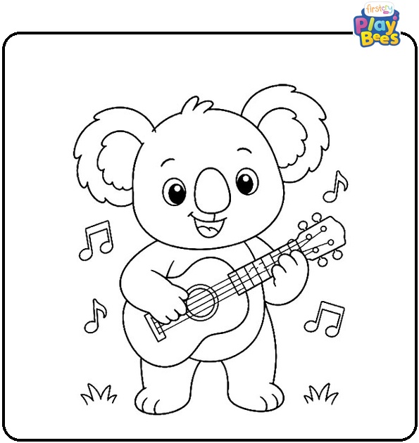 Koala Playing Music Coloring Page Koala Playing Music Coloring Page
