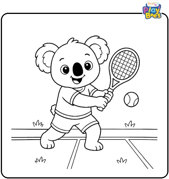 Koala Playing Tennis Coloring Page Koala Playing Tennis Coloring Page