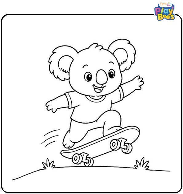 Koala Skateboarding Coloring Page Koala Skateboarding Coloring Page