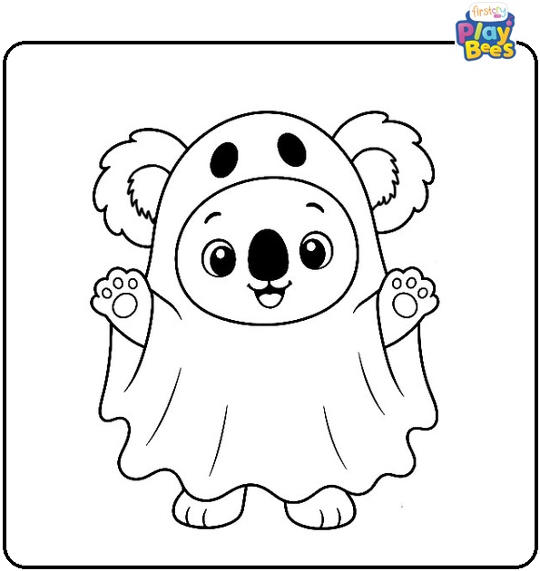Koala as Ghost Coloring Page Koala as Ghost Coloring Page