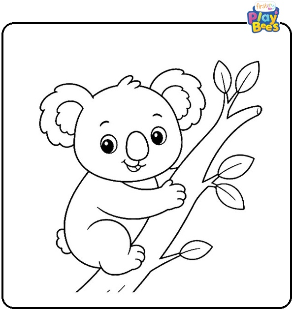 Koala on Branch Coloring Page Koala on Branch Coloring Page