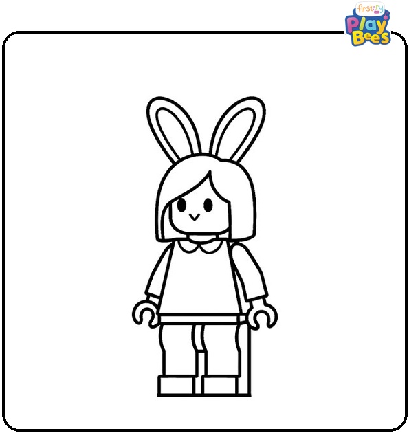 Lego Bunny Girl Colouring Page