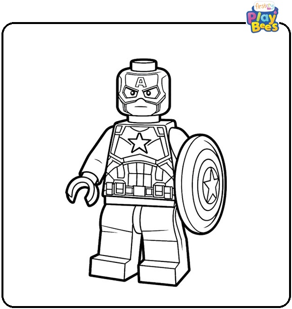 Lego Captain America Colouring Page