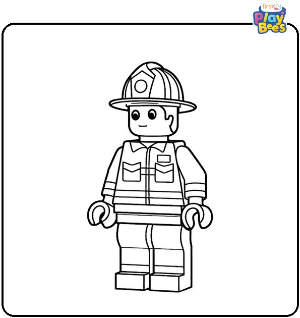 Lego Firefighter Colouring Page