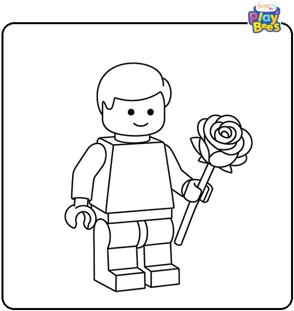 Lego Man With Rose Colouring Page