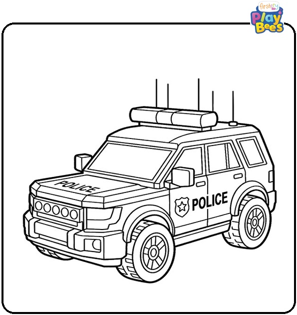 Lego Police Car Colouring Page
