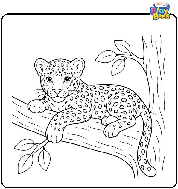 Leopard in Tree Coloring Page Leopard in Tree Coloring Page