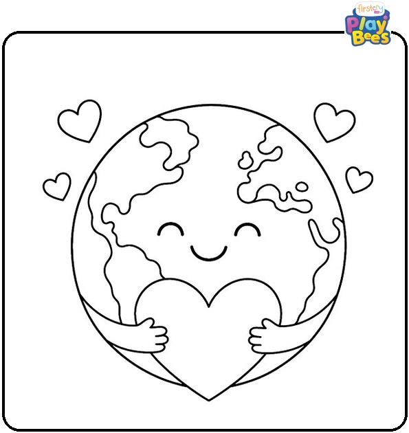 Love Earth Coloring Page Love Earth Coloring Page