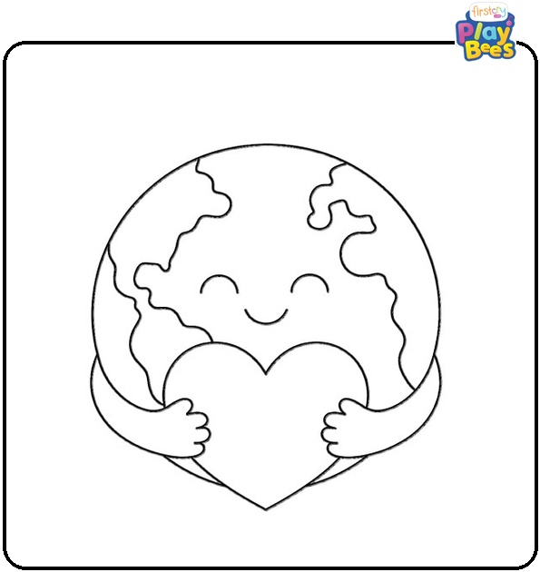Love Earth Isolated Coloring Page Love Earth Isolated Coloring Page