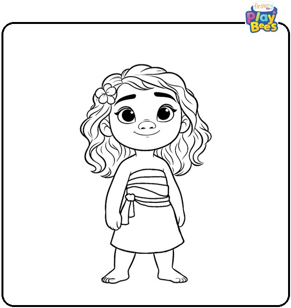 Moana As a Kid Colouring Page Moana As a Kid Colouring Page